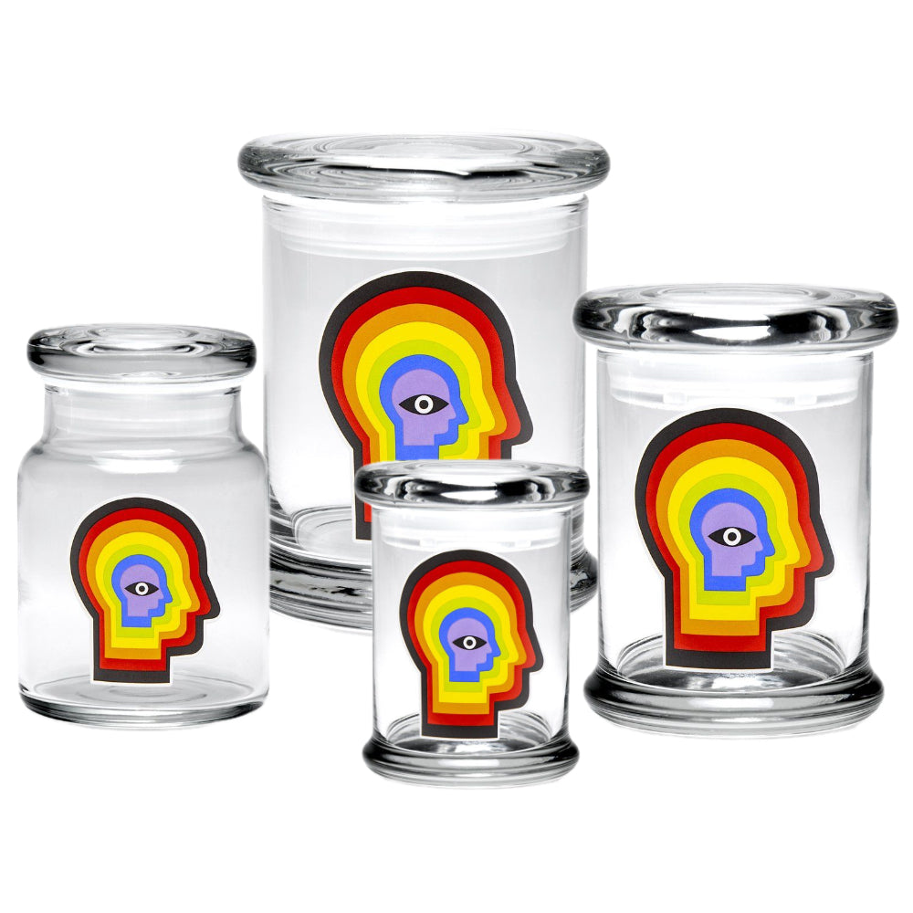 420 Science Pop Top Glass Jar Rainbow Mind