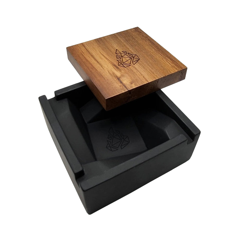 BRNT DESIGNS Briq Concrete Ashtray with Walnut Wood Lid