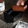 BRNT Designs Briq Concrete Ashtray with Walnut Wood Lid - Insomnia Smoke
