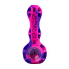 A pink and purple silicone spoon pipw with the brand name 'EYCE' embossed vertically on the handle, shown against a plain white background.