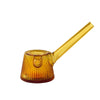 A NWTN Home translucent amber yellow glass water pipe with a ribbed bowl and a long angled stem, shown on a plain white background.