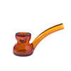 An amber glass water pipe by NWTN Home with a rounded bowl and a curved stem, shown on a plain white background.