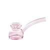 A pink-tinted clear glass water pipe by NWTN Home with a short bowl and a curved stem, shown on a plain white background.