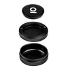Set of black Ongrok cylindrical storage containers with lids on a white background
