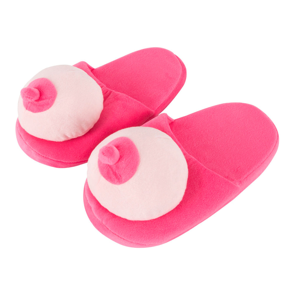 Pink Plush Boob Slippers